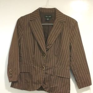 Brown Pinstripe Blazer - Size 4